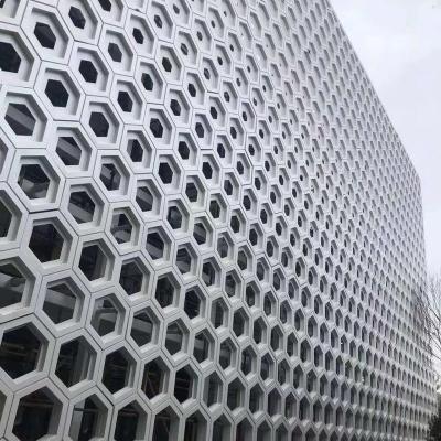 China Foshan Factory PVDF Modern Aluminum Hexagon Perforated Decorative Wall Panels for sale