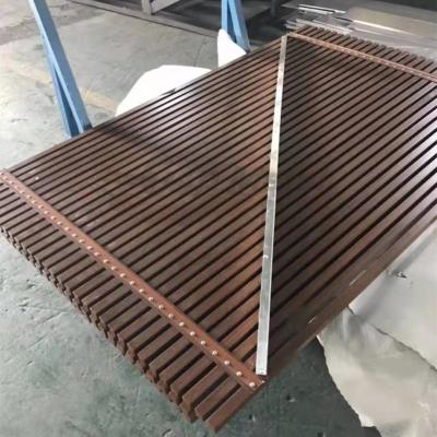 China Decorative fence For House garden METAL aluminum construction wood grain material wooden strip TOP base track viable for sale