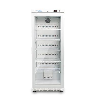 China Hospital Carebios +2~+8 Degree Pharmacy Refrigerator with Glass Door 390 Liters Automatic LED Hospital Forced Air Cooling R600a Blood Bank for sale