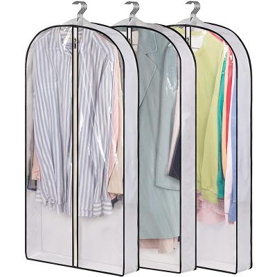 China Customizable Nonwoven Fabric Folding Dustproof Hanging Garment Bags For Closet Storage Transparent Bag For Clothes for sale