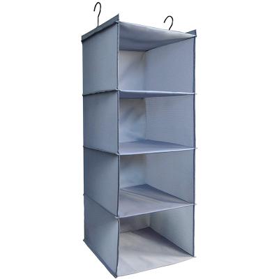 China Cloth Oxford Folding Hanging Clothing Organizer with Hook 4 Shelf Foldable Wardrobe Storage Bag Hanging Bag for sale