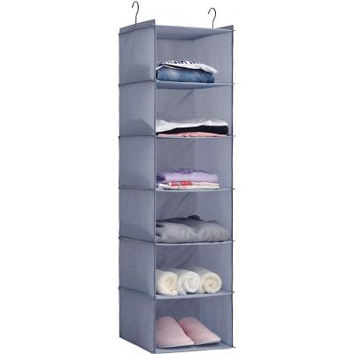 China Customizable Hanging Closet Organizer Folding Oxford Storage Bag Foldable 6 Layer Wardrobe Hanging Bag for sale