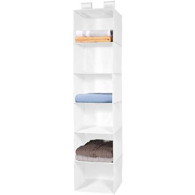 China 6-Shelf Foldable Wardrobe Hanging Bag Non-Woven Fabric Closet Large Hanging Organizer Storage Bags for Clothes for sale