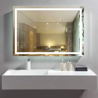 China Mordern Residence Hotel Frameless Bathroom Led Light Rectangle Decorative Wall Mirror for sale