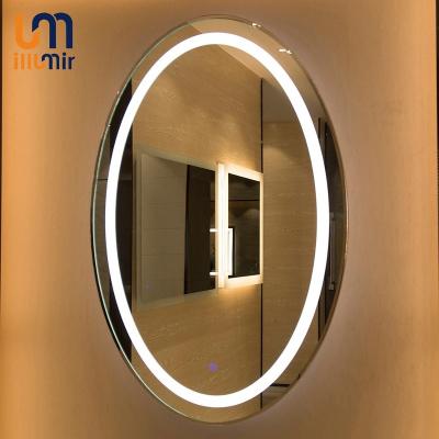 China Factory Wall Bathroom Mirror LED Round Illuminated Oval Mirror For Hotel And Home for sale