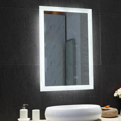 China Hotel Illuminated Frameless Bathroom LED Lighted Vanity Mirror With Demister for sale