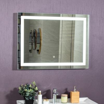 China Large Hotel Luxury Frameless Custom Toilet Vanity Mirror Wall Light Smart Bathroom LED Mirrors for sale