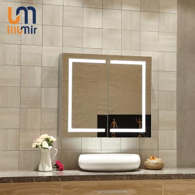 China Modern Fashion Custom Wall Mount Illuminated Lighted Bathroom Vanity LED Mirrored Medicine Mirror Cabinet for sale