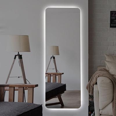 China Modern Bath Wall Mounted LED Lighted Long Body Dressing Bathroom Full Length Mirror for sale