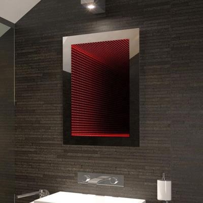 China Hotel Bathroom 3D Art Design Tunnel LED Infinity Luminous Interior Decorative Modern Wall Mounted Mirror for sale