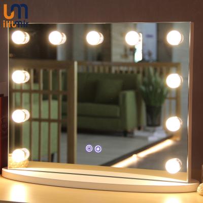 China Custom Lighted Girls Dressing Table Mirror Bulbs Hollywood Light Makeup Mirror for sale