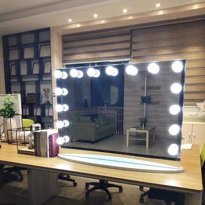 China Hollywood Lighted Lighted Style LED Makeup Vanity Desktop Mirror With Dimmer Mirror Aluminum+glass Desktop Mirror Touch Sensor Smart Switch for sale