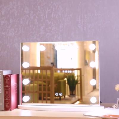 China Lit Dimming Color Temperature Adjusting Hollywood Desk Mirror With Touch Sensor for sale