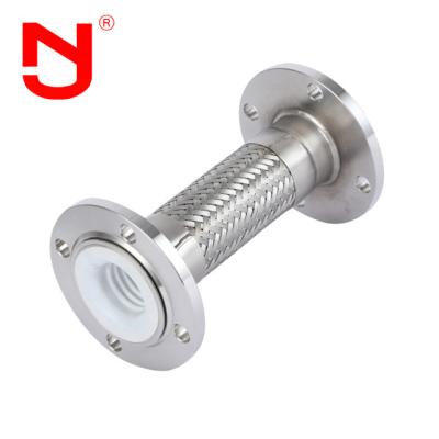 China PTFE Lining Stainless Steel Wire Braided Corrugated Metal Hose Flexible Fittings for sale