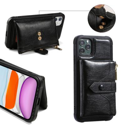 China New Phone Case 12 Pro Zipper Wallet Mobile Phone Case XR Case Protector Card Holders Shockproof Women Max Leather Fashion Protective Cases for sale