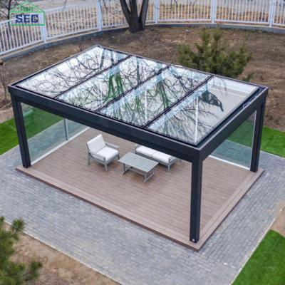 China New Easily Assembled Motorized Luxury Glass Gazebo Garden 3x3 3x6 Retractil Bioclimatica Outdoor Pergola Gazebo for sale