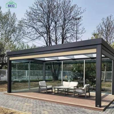 China Factory direct viable pergola motorized bioclimatic outdoor garden gazebo aluminum pergola sunrooms and glass houses for sale