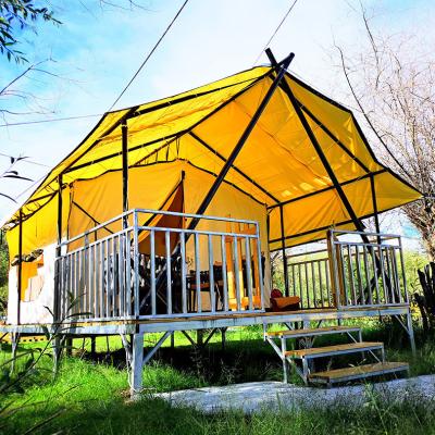 China waterproof & jungle Safari Tents Waterproof UV-Resistance Canvas and Pole Event Hotel Garden Resort Outdoor Steel Camping Tent Safari Glamping for sale