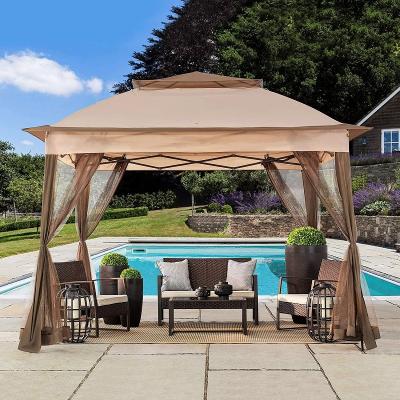 China Outdoor 4x4 Garden Gazebos Weather Resistant Aluminum Steel Roof Gazebos Customized Glass Gazebo for sale