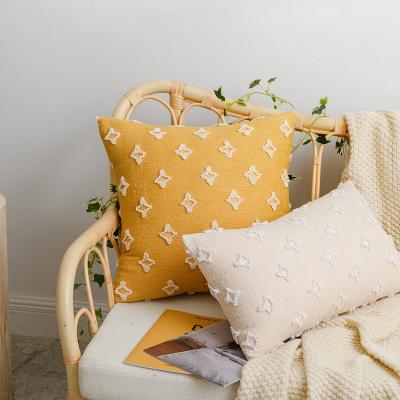 China Home Sofa Bay Window Cushion Decor Living Room Bedroom Floor Pillow Covers Cotton Stars Flowers Ins Yello Pillowcases for sale