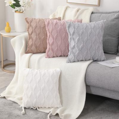 China Sofa Pillow Case Bedroom Living Room Decor Pillowcase Cushion Cover 45x45cm Quilted Home Hair Romm Rabbit Plush Pillow Case Solid Color for sale