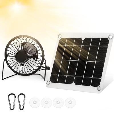 China Hot Sale Amazon MONO Pet Cooling 4 Inch Fan 5W 10W 15W Solar Panel Solar Powered Fan Kit For Kennel for sale