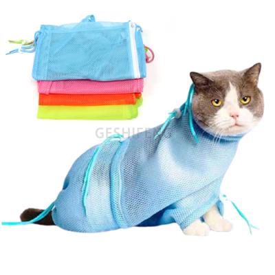 China Viable Pet Mesh Bath And Groom Product Cat Shower Washing Restraint Bag for sale