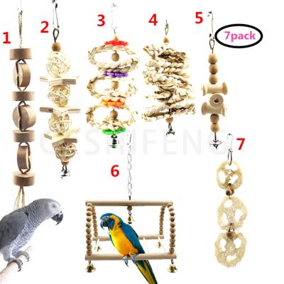 China Hot Sustainable Amazon Selling 7 Pieces Flying Bird Toy Set Include Bird Play Stand And Bird Perch for sale