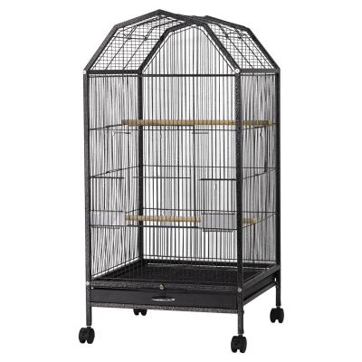 China Viable Anti Birds Flying Away Large Aviary Cage Pet Parrot Cage Steel Bird Cage With Roof And Food Bowl Breeding Cage For for sale