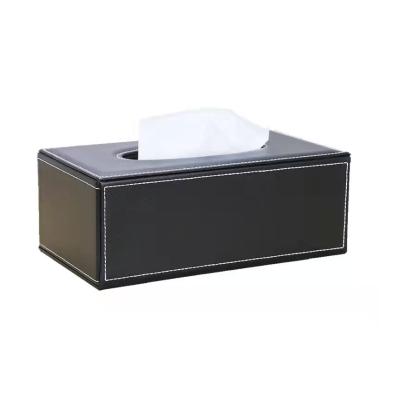 China Rectangular business tissue box PU black hardcover book office home hotel car use white leather paper holder rectangular tissue box for sale