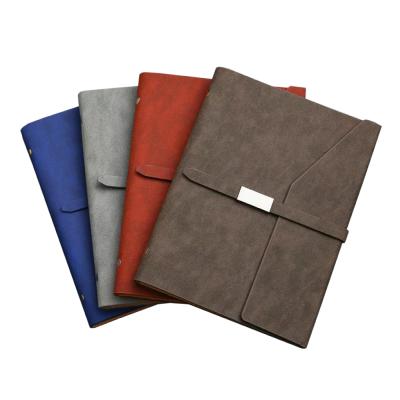 China Customl Logo a5 Business PU Leather Magnetic Ring Binder Journal Notebook Magnetic Loop Notepad with Card Holder Planner for sale