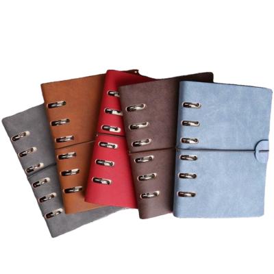 China Custom Printed Vintage Notebook 6 Ring Binder PU Cover Handmade A5 Notebook Travel Diary Soft Leather Planner for sale