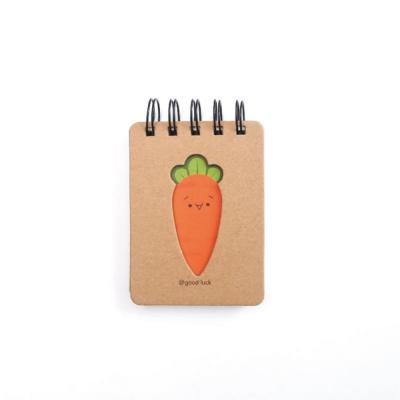 China Printed Spiral Carrot Shape Mini Notebook Kids Planner Personal Binding Personal Diary Diary for sale