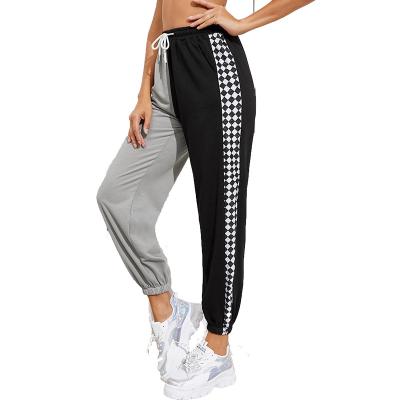 China new Anti-wrinkle cotton spliced ​​sweatpants with lace-up high-waist for women for sale