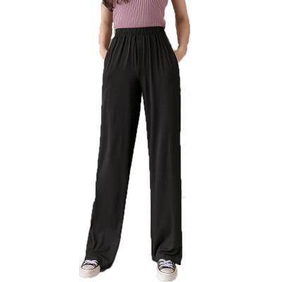 China New Custom Anti-Wrinkle Office Female Black Casual Pants Plus Size High Waisted Wide Leg Pants for sale