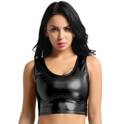 China Women Tank Top Shiny Crop Vest Bustier Blouse Clubwear Top Shirt Night Party Pole Dance Waterproof Women's Camis Streetwear for sale