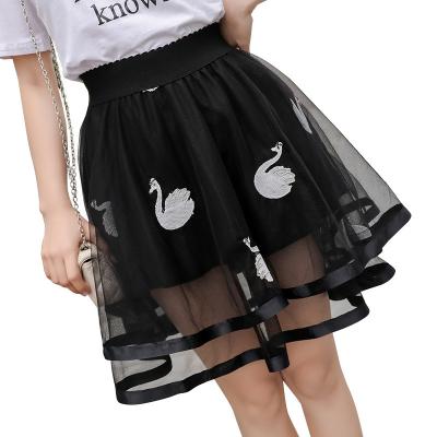 China New style plus size embroidered feather gauze puff skirt three layer cake skirt a line short skirt female for sale