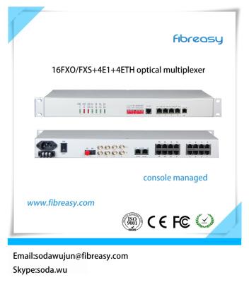 China Fiber Optical PCM MUX  16voice pluse 4E1 interface 4Ethernet 4RS232  telephone multiplexer for sale