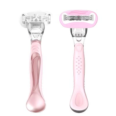 China Five Blade 2022 Rubber Handle System Shaving Cheap Razor 5 Blades For Women for sale