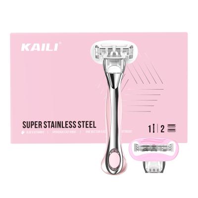 China Five Blades Women 5 Blade Metal Women Removable System Shaving Razor for sale