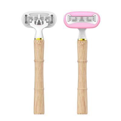 China Five Blade 2022 Bamboo Razor Blades 5 Handle System Shaving Line Shaver For Women for sale