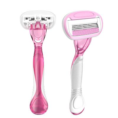 China Four Blades Body Shaving Razors With New Design Rubber Handle For Lady for sale