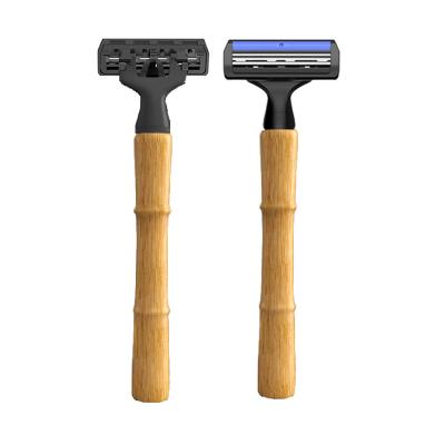 China Triple Blade 3 Blade System Compostable Razor With Bamboo Handle for sale