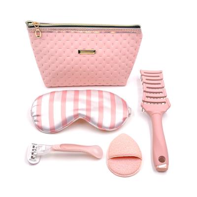 China Five Set Lady Women 5 Blade Razor Set Travel Kit Bag Hair Brush Hair Brush Sleep Mask Cosmetic Shaving Set Lady Women Shaver Beauty Care Shaver for sale