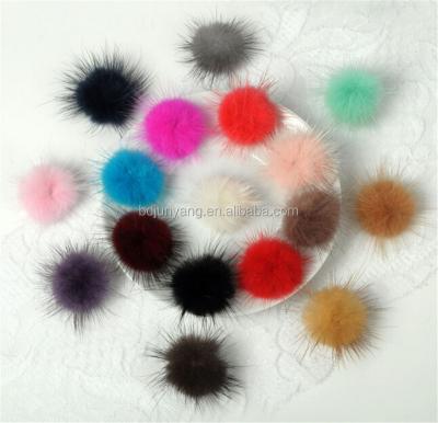 China Handmade Auto Upholstery Upholstery Mink Fur for pom earrings real fur yellow fur ball pom decoration for sale