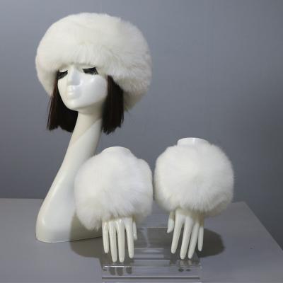 China breathable & waterproof breathable & Winter Women Fur Headband Hat And Cuff Set Waterproof Warm Match for sale