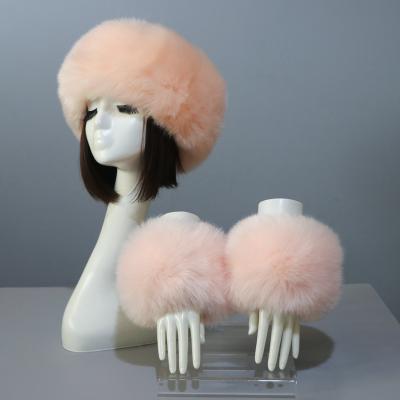 China breathable & waterproof breathable & Women Waterproof Flat Fur Hat Headband With Matching Sleeve Set for sale