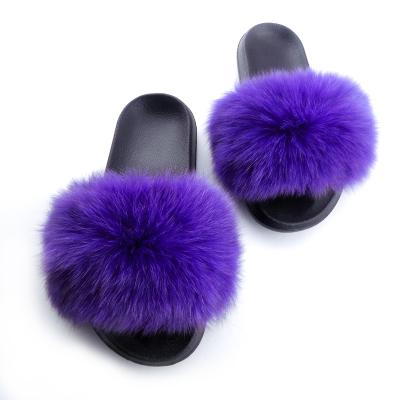 China Fashion Trend Fashion Trend With Low Price Wholesale Real Fox Fur High Quality Slippers for sale