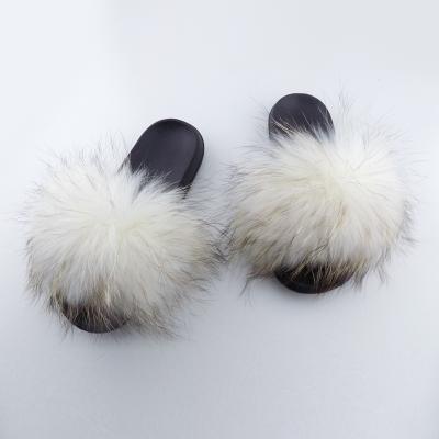 China Wholesale Fashion Trend Fashion Hairy Women Slides Slippers Raccoon Slides for sale