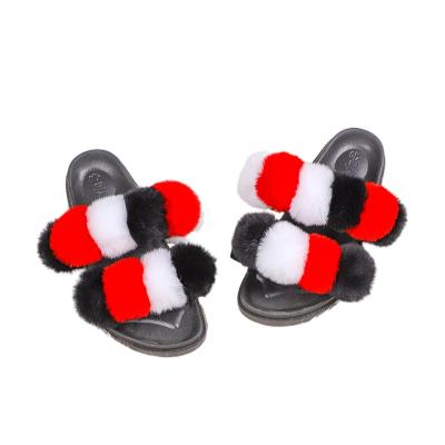 China CUSHIONING Cushioning Women's Outdoor Slippers With Ball Shaped Puff Ball Fur Slides Pom Pom for sale